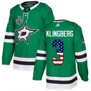 Wholesale Cheap Adidas Stars #3 John Klingberg Green Home Authentic USA Flag 2020 Stanley Cup Final Stitched NHL Jersey