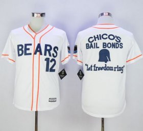 Wholesale Cheap Bad News Bears Button Down #12 Tanner Boyle White Movie Stitched MLB Jersey
