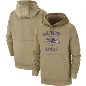Wholesale Cheap Men\'s Baltimore Ravens Nike Tan 2019 Salute to Service Sideline Therma Pullover Hoodie