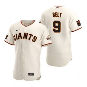 Wholesale Cheap Men\'s San Francisco Giants #9 Brandon Belt stitched Cream Jersey