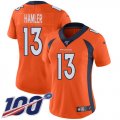 Wholesale Cheap Nike Broncos #13 KJ Hamler Orange Team Color Women's Stitched NFL 100th Season Vapor Untouchable Limited Jersey