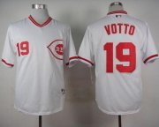 Wholesale Cheap Reds #19 Joey Votto White 1990 Turn Back The Clock Stitched MLB Jersey