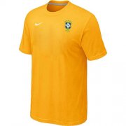 Wholesale Cheap Nike Brazil 2014 World Small Logo Soccer T-Shirt Yellow