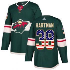 Wholesale Cheap Adidas Wild #38 Ryan Hartman Green Home Authentic USA Flag Stitched NHL Jersey
