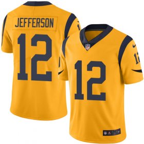 Wholesale Cheap Nike Rams #12 Van Jefferson Gold Men\'s Stitched NFL Limited Rush Jersey