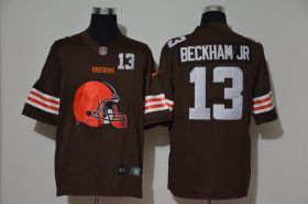 Wholesale Cheap Men\'s Cleveland Browns #13 Odell Beckham Jr Brown 2020 Big Logo Number Vapor Untouchable Stitched NFL Nike Fashion Limited Jersey