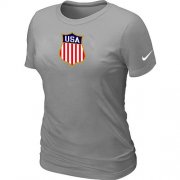 Wholesale Cheap Women's Nike Team USA Hockey Winter Olympics KO Collection Locker Room T-Shirt Light Grey