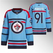 Cheap Men's Winnipeg Jets #91 Cole Perfetti Light Blue Anniversary Primegreen Stitched Jersey