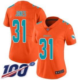 Wholesale Cheap Nike Dolphins #31 Byron Jones Orange Women\'s Stitched NFL Limited Inverted Legend 100th Season Jersey
