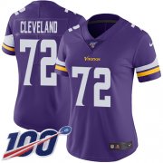 Wholesale Cheap Nike Vikings #72 Ezra Cleveland Purple Team Color Women's Stitched NFL 100th Season Vapor Untouchable Limited Jersey