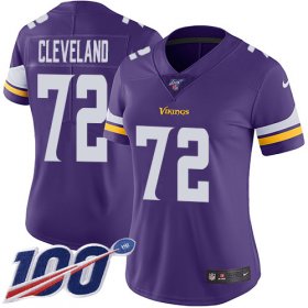 Wholesale Cheap Nike Vikings #72 Ezra Cleveland Purple Team Color Women\'s Stitched NFL 100th Season Vapor Untouchable Limited Jersey