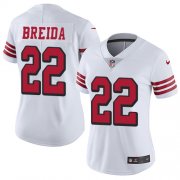 Wholesale Cheap Nike 49ers #22 Matt Breida White Rush Women's Stitched NFL Vapor Untouchable Limited Jersey