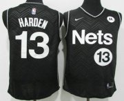 Wholesale Cheap Men's Brooklyn Nets #13 James Harden Black Nike Swingman 2021 Earned Edition Stitched Jersey With Sponsor Logo