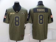 Wholesale Cheap Men's San Francisco 49ers #8 Steve Young 2021 Olive Salute To Service Limited Stitched Jersey
