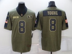 Wholesale Cheap Men\'s San Francisco 49ers #8 Steve Young 2021 Olive Salute To Service Limited Stitched Jersey