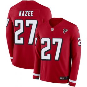 Wholesale Cheap Nike Falcons #27 Damontae Kazee Red Team Color Men\'s Stitched NFL Limited Therma Long Sleeve Jersey