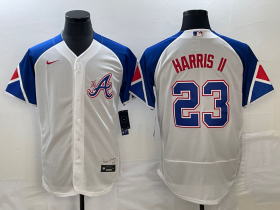 Wholesale Cheap Men\'s Atlanta Braves #23 Michael Harris II White 2023 City Connect Flex Base Stitched Baseball Jersey