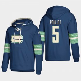 Wholesale Cheap Vancouver Canucks #5 Derrick Pouliot Blue adidas Lace-Up Pullover Hoodie