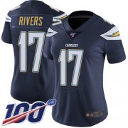 Wholesale Cheap Nike Chargers #17 Philip Rivers Navy Blue Team Color Women's Stitched NFL 100th Season Vapor Limited Jersey