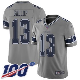 Wholesale Cheap Nike Cowboys #13 Michael Gallup Gray Men\'s Stitched NFL Limited Inverted Legend 100th Season Jersey