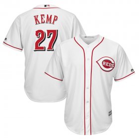 Wholesale Cheap Men\'s Reds #27 Matt Kemp Majestic White Home Official Cool Base Player Jersey