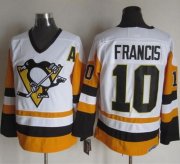 Wholesale Cheap Penguins #10 Ron Francis White/Black CCM Throwback Stitched NHL Jersey
