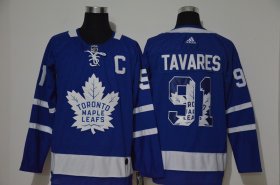 Wholesale Cheap Men\'s Toronto Maple Leafs #91 John Tavares Royal Blue With Team Logo Adidas Stitched NHL Jersey