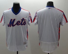 Wholesale Cheap Mets Blank White(Blue Strip) Flexbase Authentic Collection Alternate Stitched MLB Jersey