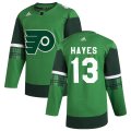 Wholesale Cheap Philadelphia Flyers #13 Kevin Hayes Men's Adidas 2020 St. Patrick's Day Stitched NHL Jersey Green
