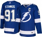 Wholesale Cheap Men's Tampa Bay Lightning #91 Steven Stamkos Authentic C ptach Home Adidas Jersey