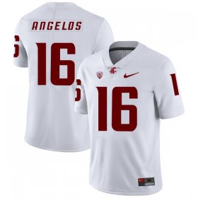 Wholesale Cheap Washington State Cougars 16 Aaron Angelos White College Football Jersey