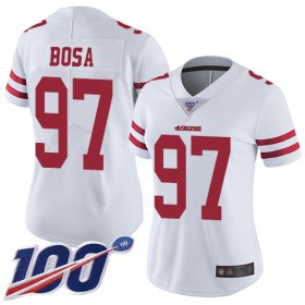 Wholesale Cheap Nike 49ers #97 Nick Bosa White Women\'s Stitched NFL 100th Season Vapor Limited Jersey