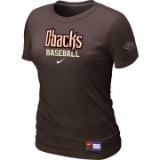 Wholesale Cheap Women's Arizona Diamondbacks Nike Short Sleeve Practice MLB T-Shirt Brown