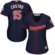 Wholesale Cheap Twins #15 Jason Castro Navy Blue Alternate Women's Stitched MLB Jersey