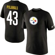 Wholesale Cheap Nike Pittsburgh Steelers #43 Troy Polamalu Name & Number NFL T-Shirt Black