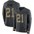 Wholesale Cheap Nike Panthers #21 Jeremy Chinn Anthracite Salute to Service Youth Stitched NFL Limited Therma Long Sleeve Jersey