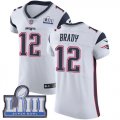 Wholesale Cheap Nike Patriots #12 Tom Brady White Super Bowl LIII Bound Men's Stitched NFL Vapor Untouchable Elite Jersey
