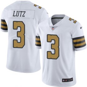 Wholesale Cheap Nike Saints #3 Wil Lutz White Men\'s Stitched NFL Limited Rush Jersey