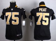 Wholesale Cheap Nike Saints #75 Andrus Peat Black Team Color Youth Stitched NFL Elite Jersey