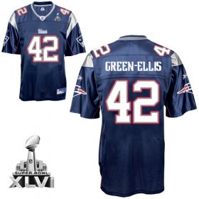 Wholesale Cheap Patriots #42 Green-Ellis Dark Blue Super Bowl XLVI Embroidered NFL Jersey
