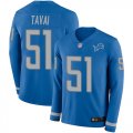Wholesale Cheap Nike Lions #51 Jahlani Tavai Blue Team Color Men's Stitched NFL Limited Therma Long Sleeve Jersey
