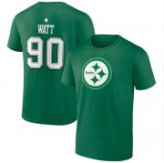 Wholesale Cheap Men's Pittsburgh Steelers #90 T.J. Watt Green St. Patrick's Day Icon Player T-Shirt