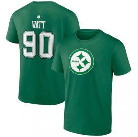 Wholesale Cheap Men\'s Pittsburgh Steelers #90 T.J. Watt Green St. Patrick\'s Day Icon Player T-Shirt