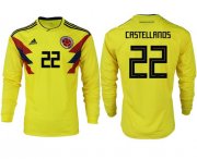 Wholesale Cheap Colombia #22 Castellanos Home Long Sleeves Soccer Country Jersey