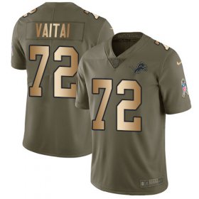 Wholesale Cheap Nike Lions #72 Halapoulivaati Vaitai Olive/Gold Men\'s Stitched NFL Limited 2017 Salute To Service Jersey