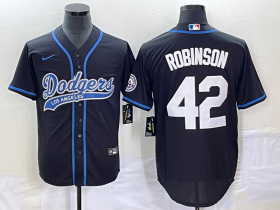 Wholesale Cheap Men\'s Los Angeles Dodgers #42 Jackie Robinson Black With Patch Cool Base Stitched Baseball Jersey