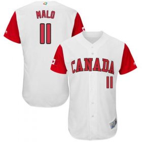 Wholesale Cheap Team Canada #11 Jonathan Malo White 2017 World MLB Classic Authentic Stitched MLB Jersey