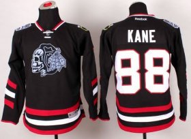 Wholesale Cheap Blackhawks #88 Patrick Kane Black(White Skull) 2014 Stadium Series Stitched Youth NHL Jersey