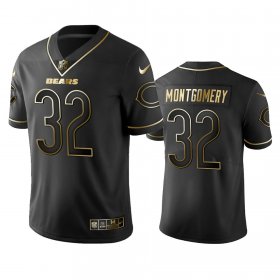 Wholesale Cheap Nike Bears #32 David Montgomery Black Golden Limited Edition Stitched NFL Jersey