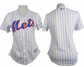 Wholesale Cheap Mets Blank White(Blue Strip) Women\'s Home Stitched MLB Jersey